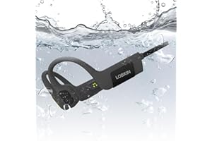 LOBKIN Auriculares conduccion osea Bluetooth 5.3 inalámbricos - IP68 Resistentes Auriculares para Nadar Deportivos Abiertos con Reproductor de MP3 de 32GB para Natación, Ciclismo, Correr