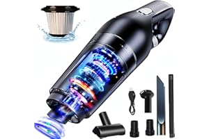 SRAYG Handstaubsauger,15000Pa Handstaubsauger Akku Testsieger Beutellos,120W Autostaubsauger Stark Mini Nass/Trocken Handsauger Kabellos Staubsauger für Haus,Tierhaare,HEPA Filter,Schwarz[Hohe Leistung A+]