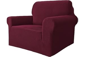 ‎YSTYLE Ystyle Sofa überzug 1 Sitzer Mit Armlehne, Stretch Sofabezug rutschfest, Modern Sofa Cover Für Hunde Haustiere, Atmungsaktiv Couch überzug Mit Elastic Bottom, Bordeaux