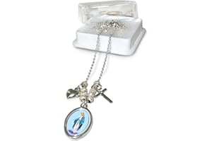 Ferrari & Arrighetti Collana con Medaglietta Madonna Miracolosa e Ciondoli in Argento 925