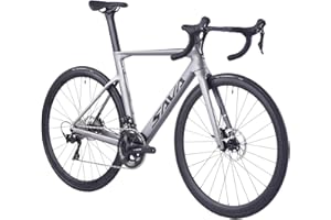 SAVADECK Bicicleta de Carretera de Carbono, T800 Marco de Fibra de Carbono 700C Bicicleta de Carreras con 105 R7000 22S Groupset y Freno de Disco mecánico Bicicleta de Carbono Ultraligera