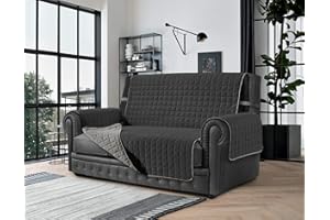 BANZAII TEXTILE INNOVATOR ONLINE Banzaii Copridivano 3 Posti Antimacchia, Salvadivano Trapuntato Bicolore Grigio Scuro/Grigio Chiaro per Seduta da 170 a 195 cm