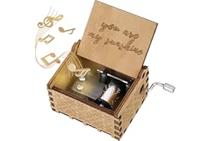 HEVEER Hölzerne Spieluhr You Are My Sunshine Handkurbel Spieluhren Antike Geschnitzte Musik Box Holz für Geburtstags Valentinstag Weihnachten Geschenk