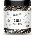 Nutrilin Chia Seeds 250g Jar Pack - Premium Raw Chia Seeds for Eating with Omega 3 & Fibre for Weight Loss Management