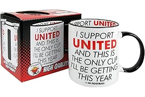 Bomblighters Ceramic I Support Manchester United and This is only Cup Football Mug - Merchandise Gift for Fan