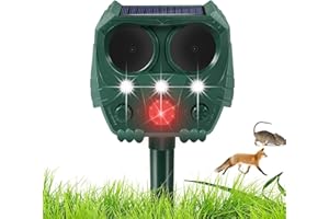 YwuLy Cat Deterrent for Garden, Ultrasonic Solar Animal Repellent, Waterproof Marten Deterrent with PIR Motion Sensor, Cat Deterrent for Garden, Effective Against Cats, Dogs, Martens, Cat Repellent