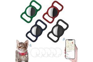Ambolio Custodia Protettiva in Silicone per Animali Domestici,Airtag GPS Finder Dog Cat Collar Loop,per Il Tracciamento del Cane e del Gatto,4 Pezzi. (Nero + Blu Scuro + Rosso Vino + Verde Scuro)