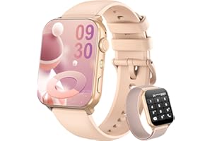 Blackview Smartwatch Damen, Bluetooth-Anrufe/LED-Leuchten/2 Armbänder (Silikon/Nylon), Sportuhr mit Puls-Schlaf-SpO2-Schritte-Kalorien-Kilometer-Monitor, 350mAh (6+ Tage), Fitnessuhr für Android iOS