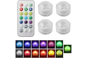 INAJOKE 4PCS Mini Submersible LED Lights with Remote Control Underwater Versatile Waterproof Flameless Button RGB Tea Light Colour Changing Pond Light for Paper Lantern Wedding Party Table New Year