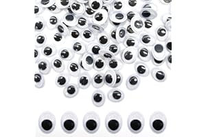 Vordpe 300 Stück Wackelaugen Selbstklebend, Wiggle Eyes Augen Kunststoff Puppe Augen,8 * 10 mm Oval Wiggle Googly Eyes, für DIY Scrapbooking Handwerk Spielzeug Zubehör