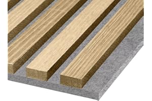 HPFloor Akustikpaneele Holz 240x60 Brau|3D Wandpaneele eiche|MDF Lamellenwand|Wandverkleidung innen zur Schalldämmung & Schallschutz|Holzpaneele Wand Filz dunkelgrau