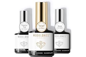 Modelones Vernis Semi Permanent Base et Top Coat Matte Vernis Gel UV Semi Permanent 3 * 10ML No Wipe Top Coat et Base Coat pour Ongle Gel UV Complet Kit