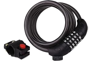 BIGLUFU Candado Bicicleta Cadena Bici Combinacion 5 Dígitos 120cm/12mm Largo Candados Antirrobo Bicicletas Seguridad para bicicletas, triciclos, motocicletas, scooters