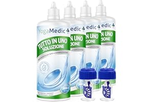 ‎YOGAMEDIC YogaMedic Kontaktlinsen Fluessigkeit Multipack - Linsenflüssigkeit Weiche Linsen - 4 x 360 ml mit Kontaktlinsenbehälter - Kontaktlinsenflüssigkeit mit Panthenol für Angenehmes Tragegefühl
