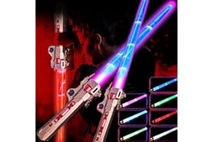 ZYGSEVE Light Saber for Kids - LED Colour Changing Lightsaber Toys With 7 Colors and FX Sounds - Extendable Light Sabers for Halloween Fancy Dress Parties, (2Red)