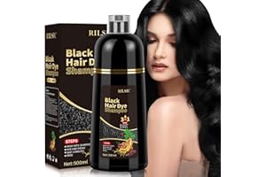 JELMOK Black Hair Dye Shampoo 3in1, Haarfärbeshampoo Schwarz für graues Haar Sofort-Haarfarben-Shampoo, Haarfarbe Haarshampoos Schwarz, Hair Color Farbshampoo für Männer und Frauen (500ML) (Schwarz)