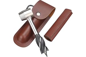 BOMKRA Auger Drill Bit Hardened Oxidized Steel Fast Cut Woodworking Scotch Eye Wood Auger for Camping and Bushcraft Manual Auger Auger Post Hole Digger (Brown)