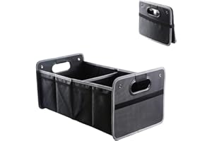 TOULIFLY Bentu Car Boot Organiser,Trunk Organiser Collapsible Waterproof Car Storage Box/Multi Compartment Fabric Car Boot Tidy Bags (Black)