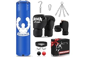 YORWHIN Heavy Bag Boxing for Adults, 4FT Boxing Punch Bag, Boxing Training Equipment with Unfilled Kicking Bag, Reflex Ball, MMA Gloves, Wristband, Boxing Set for Training Karate Kickboxing Muay Thai