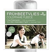 Prolifiqs Frühbeetvlies für Pflanzen 17g I 1 x 50m I Atmungsaktives Thermovlies für Garten/Hochbeet/Terrasse I…