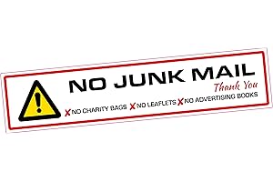 Printwhizz Ltd No Junk Mail - Front Door or Letterbox Vinyl Sticker No Charity Bags No Leaflets