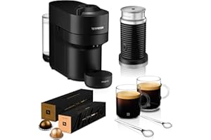 Nespresso Vertuo Pop Barista Coffee Machine Bundle by De'Longhi, Compact Footprint, Starter Kit Includes Coffee Capsules, Mugs, Milk Frother And Spoons, ENV90.B+Caps