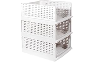 GREELUE Schrank Organizer Kleiderschrank 3 Stück, Faltbare Aufbewahrungsbox, Ordnungssystem für Schubladen, Schließfächer, Kleiderschränke (Weiß)