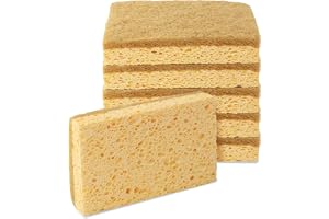 Joeji's Kitchen disksvampar och djuprengöring för kök eller badrum - Zero Waste Naturlig biologiskt nedbrytbar disksvamp Paket med 6 Eco Cellulose svamp med Sisal Fiber Scourer