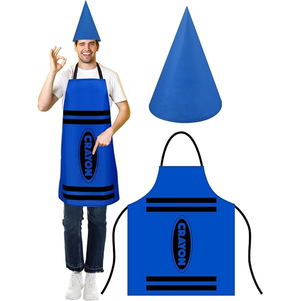 Set De Disfraz De Lápiz Crayón – Delantal Y Sombrero De Colores, Talla Única Ajustable – Ideal Para Halloween, Carnaval, Cosplay Y Fiestas Temáticas (Rosa, Azul, Naranja, Amarillo)