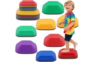 FORROBY Kamienie równoważące dla dziecko, 8 sztuk kamienie krokowe, psychomotoryczność, antypoślizgowe układanie w stos, ścieżki przeszkód do wewnątrz i na zewnątrz, promowanie