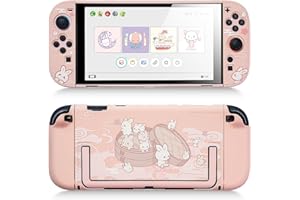 GeekShare Schutzhülle kompatibel mit Switch 2, niedliche, dockbare Cartoon-Hülle kompatibel mit Switch 2, kratzfestes und stoßfestes Design – Gedämpftes Brötchen-Häschen