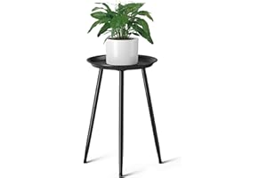 cfmour Indoor Plant Stand 20.8" Metal Mid Century Tall Plant Table for Pots,Modern Plant Stand for Plants,Small Black Round Side End Table for Home Decor Shelf Heavy Duty Plant Holder
