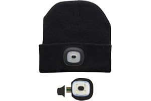 ZYBUX - Beanie Hat Headlight Led Winter Warm Hands Free Camping Running Headlamp USB Rechargeable LED Headlight Hat (Black)