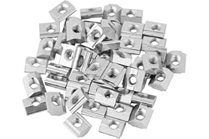 ENTATIAL Dadi a T serie 50 pezzi scorrevoli tipo UE 20/30 M4/M5/M6 in acciaio al carbonio filettatura in testa martello dado a T per accessori profilo di estrusione in alluminio(EU30-M6)