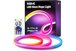 NOMIOU Neonowa taśma LED RGBIC 3 m, neonowa taśma LED ze sterowaniem za pomocą aplikacji, zmiana kolorów, synchronizacja muzyki, neonowa taśma świetlna do salonu, sypialni