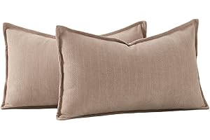 Madizz Juego de 2 Suave Felpilla Chenilla Texturizado Decorativo Funda de cojíns Lujo Estilo Fundas de Almohada para el sofá Dormitorio Camello Rectangular 30 x 50 cm