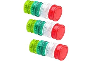 AIZOF® Colorful Plastic (Pack of 12 Random Colours) Disposable Herb Grinder with Magnetic Lid - 3 Piece Grinder Featuring Shark Tooth Shredding…