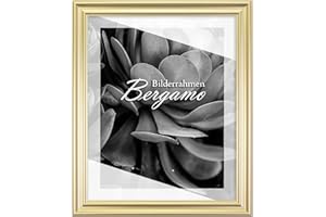 BIRAPA Bergamo Bilderrahmen Gold Schlicht- Optik - Bilder Rahmen 50x50cm - Fotorahmen Glas antireflex Plexiglasscheibe - Wanddeko Fotowand Fotogeschenke
