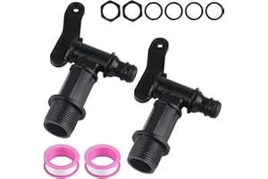 XUIIOSOOKP 2 Pièces Robinet Cuve Plastique, 3/4 Robinet de Cuve Eau de Pluie, Robinets de Rechange en Plastique pour Citerne de Pluie pour Réservoir Recuperateur d'eau de Pluiede Jardin