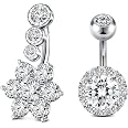 AVYRING Bauchnabelpiercing Bauchnabelpiercing Set Silber Transparent Herz Schmetterling 4 Stück