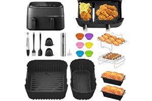 RSAROUUD MOY 24 Stück Philips Airfryer Zubehör für Philips Airfryer 3000 Dual Basket Serie NA350/00 NA550/00,BPA Frei Heißluftfritteuse Zubehör Set mit 6L/3L Airfryer Silikonform Philips Toast Pan Sprühflasche usw