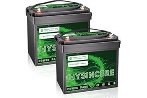 ‎HYSINCERE HYSINCERE LiFePO4 100Ah 12V Mini Batterie(2 Pack) mit BMS und 4000-15000 Zyklen,1280Wh Lithiumbatterie für Wohnmobil,Camping,Solar Home Systeme, Boote