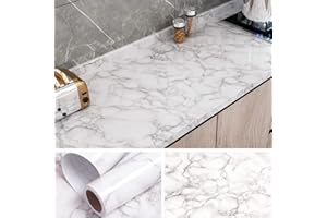 VEELIKE Papel Adhesivo Mármol Blanco Vinilo Rollo Papel Pintado Impermeable Cocina Gris Papel Autoadhesivo Pared Marmol Papel para Forrar Muebles para Decorar Dormitorio Sala Habitación 40cm x 300cm