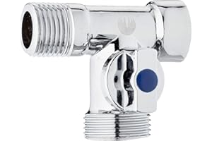 Acquastilla 114595 Valvola a T per Carico Lavastoviglie, Ottone cromato, Attacco MF1/2", Presa laterale M3/4"