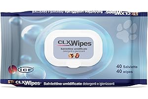 ICF | CLX Lingette Chien | Lingettes Nettoyantes, Assainissantes et Hydratantes pour Chien et Chat | Nettoyage quotidien des pattes, des plis cutanés, et des espaces interdigités | 40 lingettes