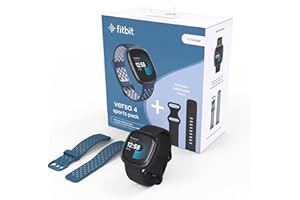 ‎FITBIT Fitbit Versa 4 Bundle (with Sports Band) Fitness Smartwatch with Built-in GPS and up to 6 Days Battery Life - Compatible with Android and iOS, Black/Graphite
