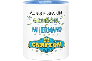 LA MENTE ES MARAVILLOSA - Taza de Cerámica con Frase |Aunque Sea un Gruñón, mi Hermano Es un Campeón| 330 ml Regalo Original para Hermano, Taza de Café y Té
