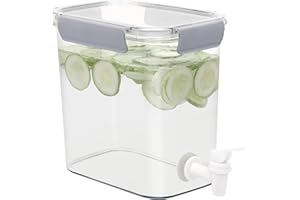 Winter Shore Distributeur Boisson avec Robinet de 3,5 l - Distributeur Boisson Frigo avec Couvercle - Fontaine a Boisson en Plastique Alimentaire - Limonades, Jus de Fruits, Infusions, Thé Glacé