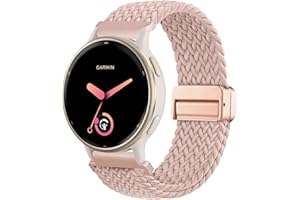 CUNUJIX Geflochtene Armband Ersatz für Garmin Vivoactive 6/Vivoactive 5/Vivoactive 3/Venu 2 Plus, 20mm Magnetische Dehnbare Nylon Gewebeband für Garmin Forerunner 55/245/645 Herren Damen