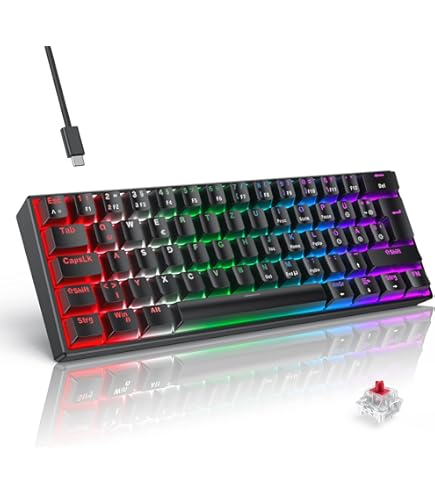 Epomaker Skyloong SK61 61 Keys Hot Swappable Mechanical Keyboard with RGB Backlit, NKRO, Water Resistant, Type-C Cable for Win/Mac/Gaming (Gateron Optical Red, Grey Epomaker Skyloong SK61 61 Keys Hot Swappable Mechanical Keyboard with RGB Backlit, NKRO, Water Resistant, Type-C Cable for Win/Mac/Gaming (Gateron Optical Red, Grey